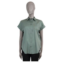 BRUNELLO CUCINELLI Salbeigrün Baumwolle MONILI POCKET SHORT SLEEVE Hemd S