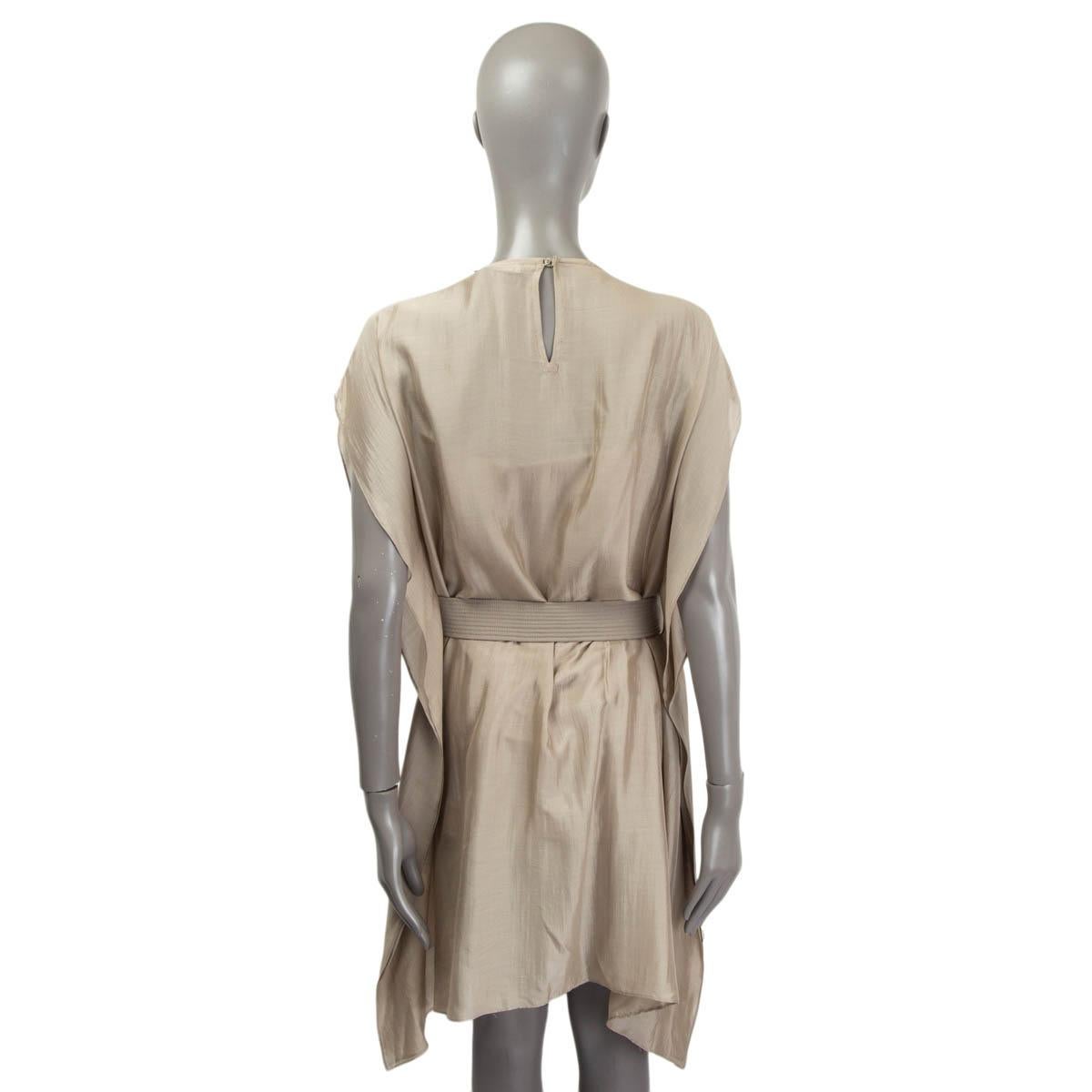 Women's BRUNELLO CUCINELLI sage green silk BELTED TUNIC Dress M For Sale