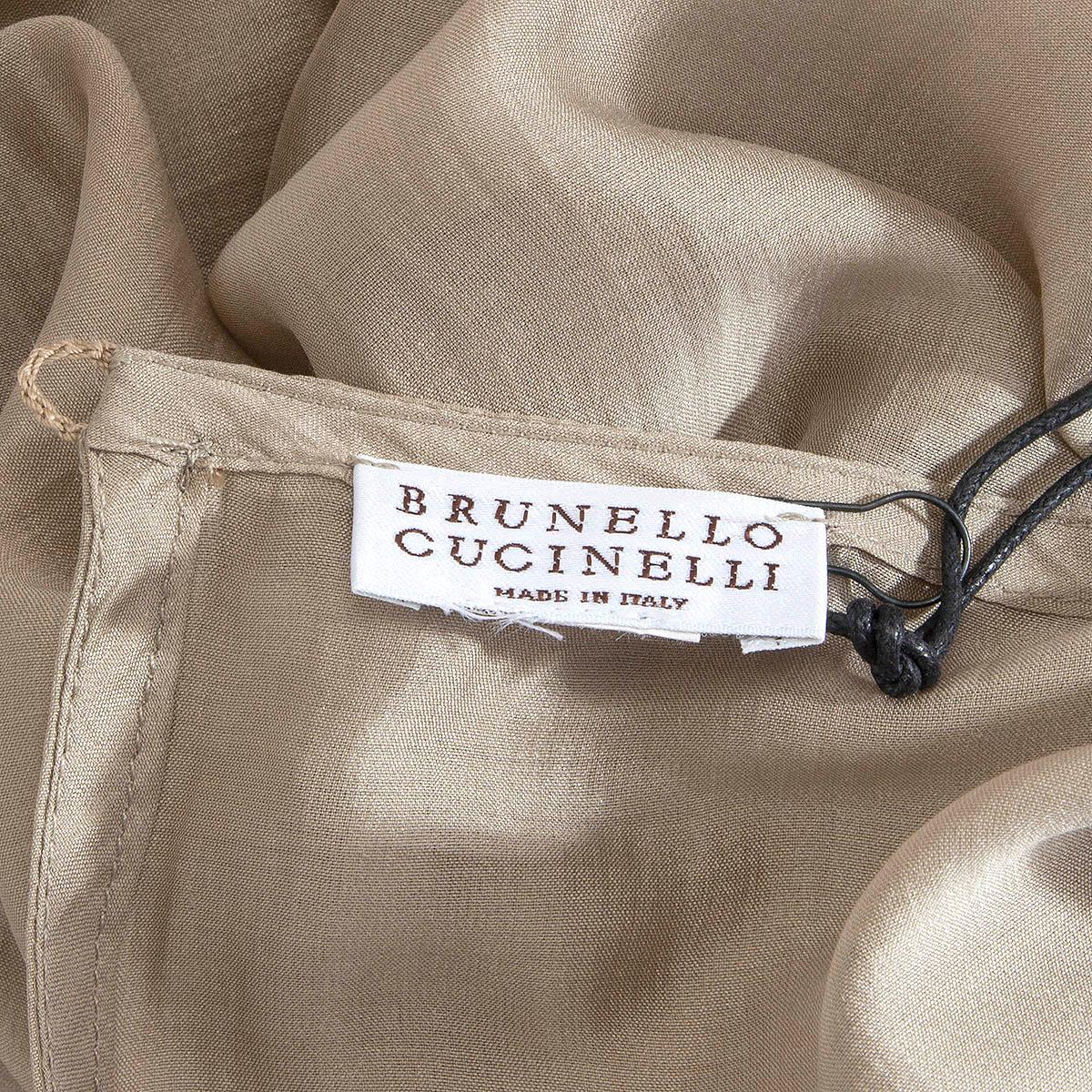 BRUNELLO CUCINELLI sage green silk BELTED TUNIC Dress M For Sale 2