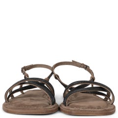 BRUNELLO CUCINELLI ante arena 2023 NUEVO HIELO MONILI Sandalias planas Zapatos 38.5