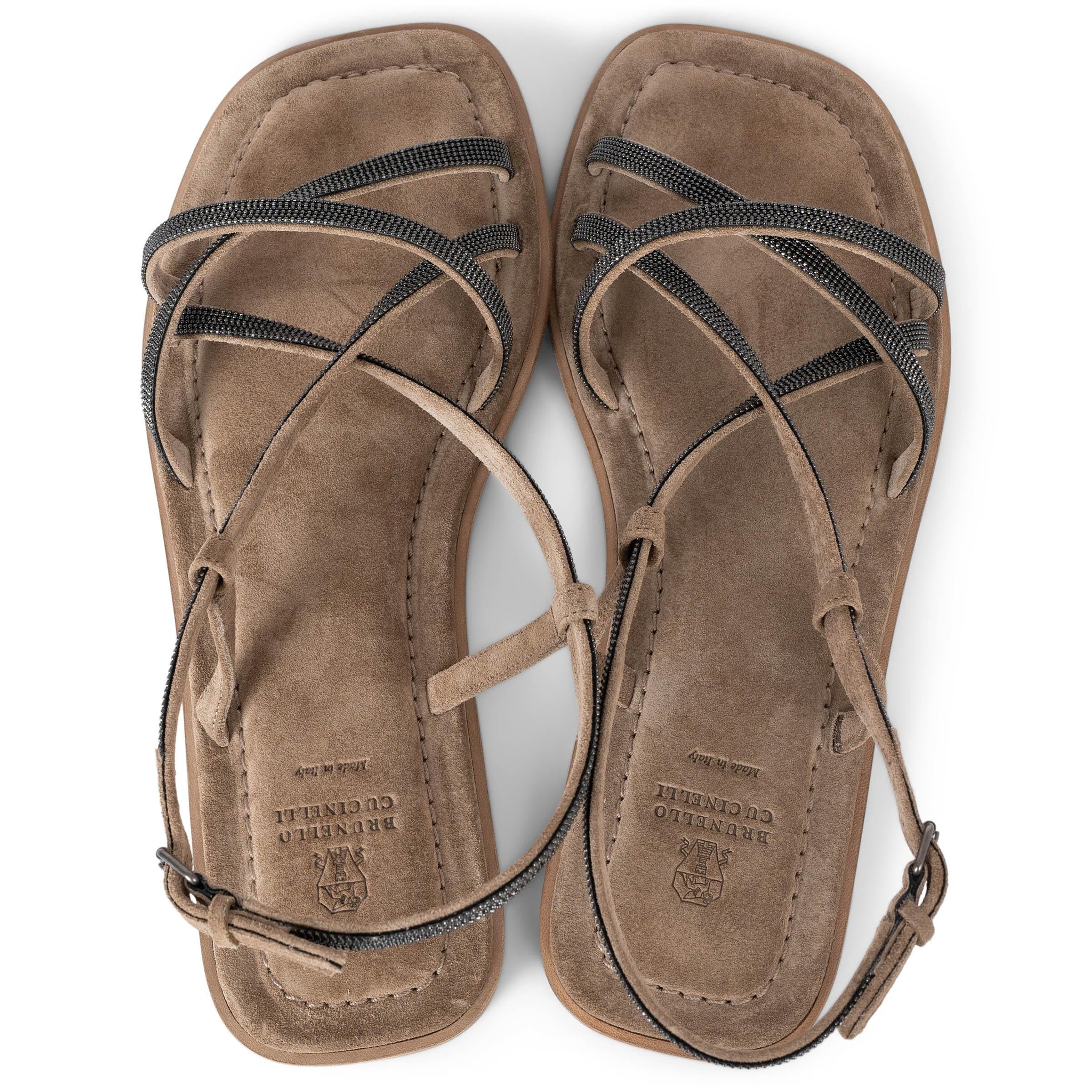 BRUNELLO CUCINELLI sand suede 2023 NEW ICE MONILI Flat Sandals Shoes 38.5 For Sale 1