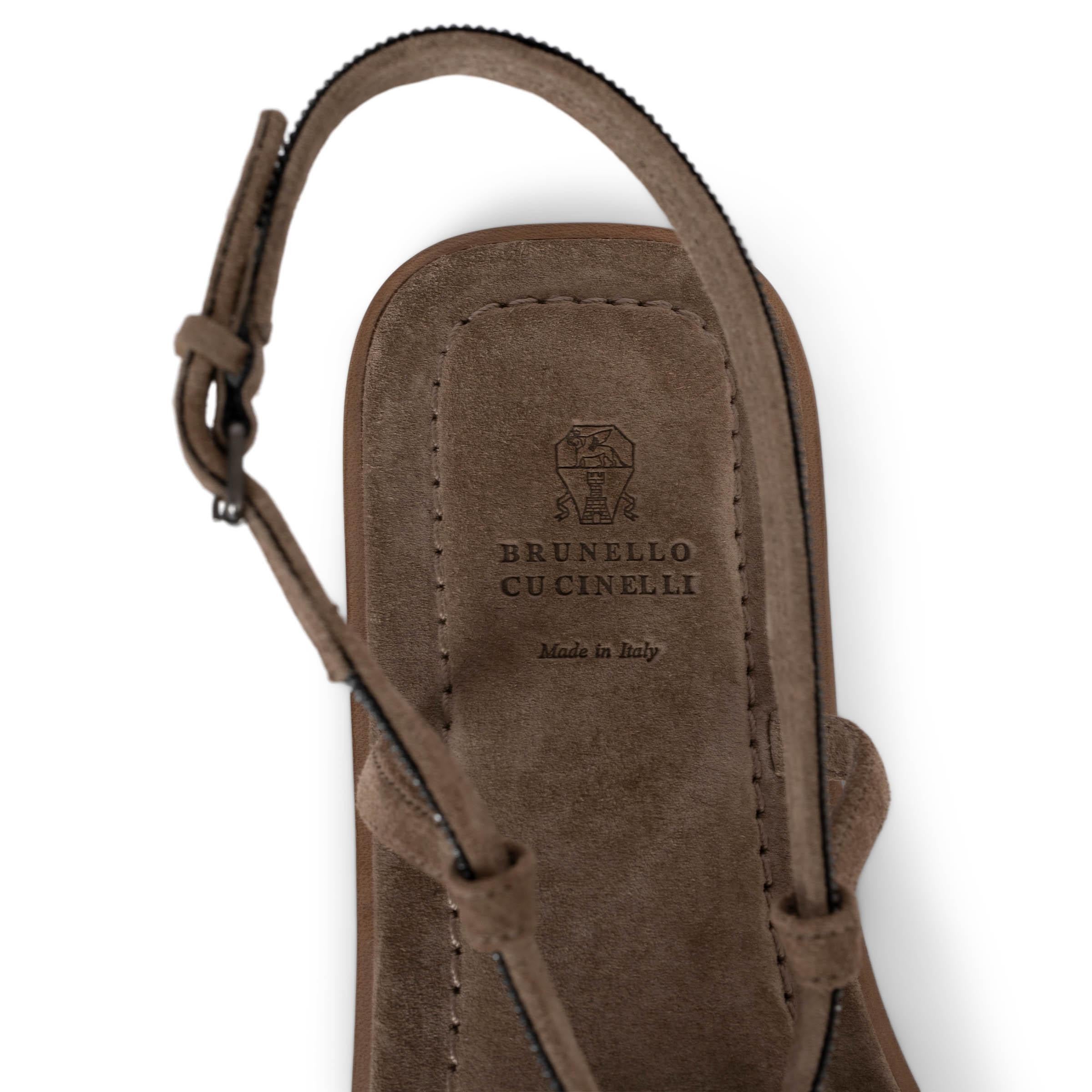 BRUNELLO CUCINELLI sand suede 2023 NEW ICE MONILI Flat Sandals Shoes 38.5 For Sale 3