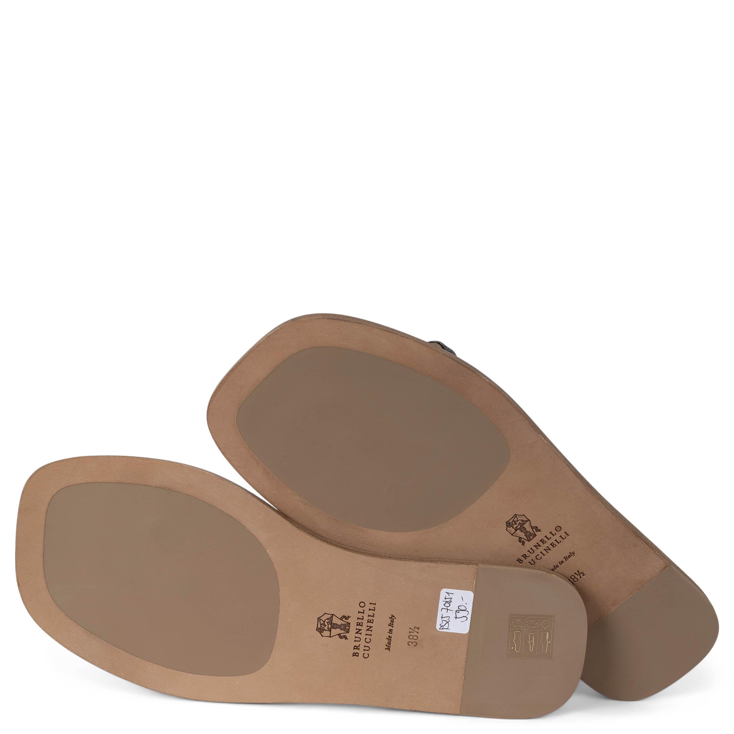 BRUNELLO CUCINELLI sand suede 2023 NEW ICE MONILI Flat Sandals Shoes 38.5 For Sale 4
