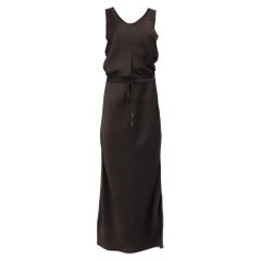 Brunello Cucinelli Satin Maxi Dress in Brown Acetate