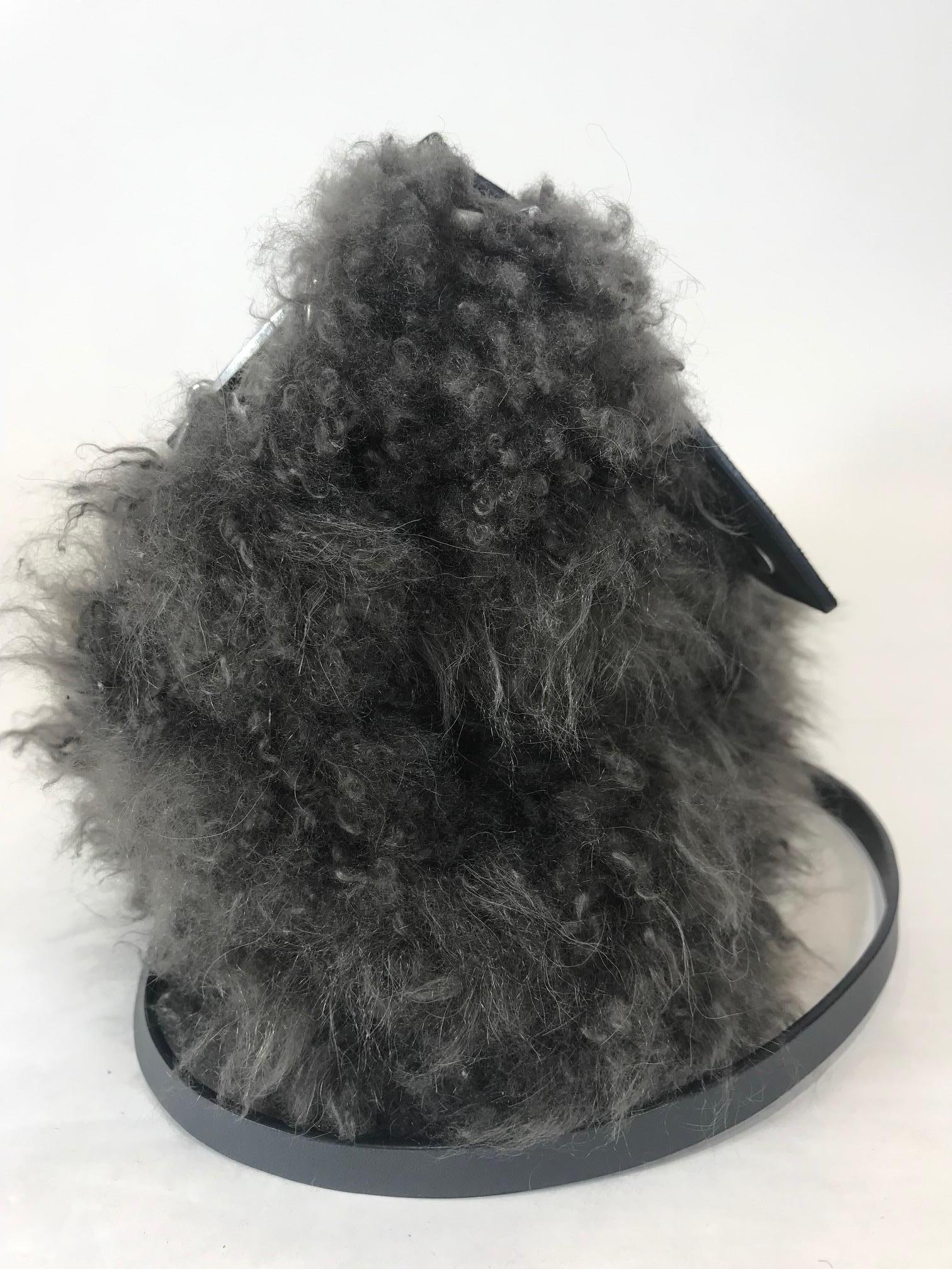 Black Brunello Cucinelli Shearling Crossbody Bag For Sale