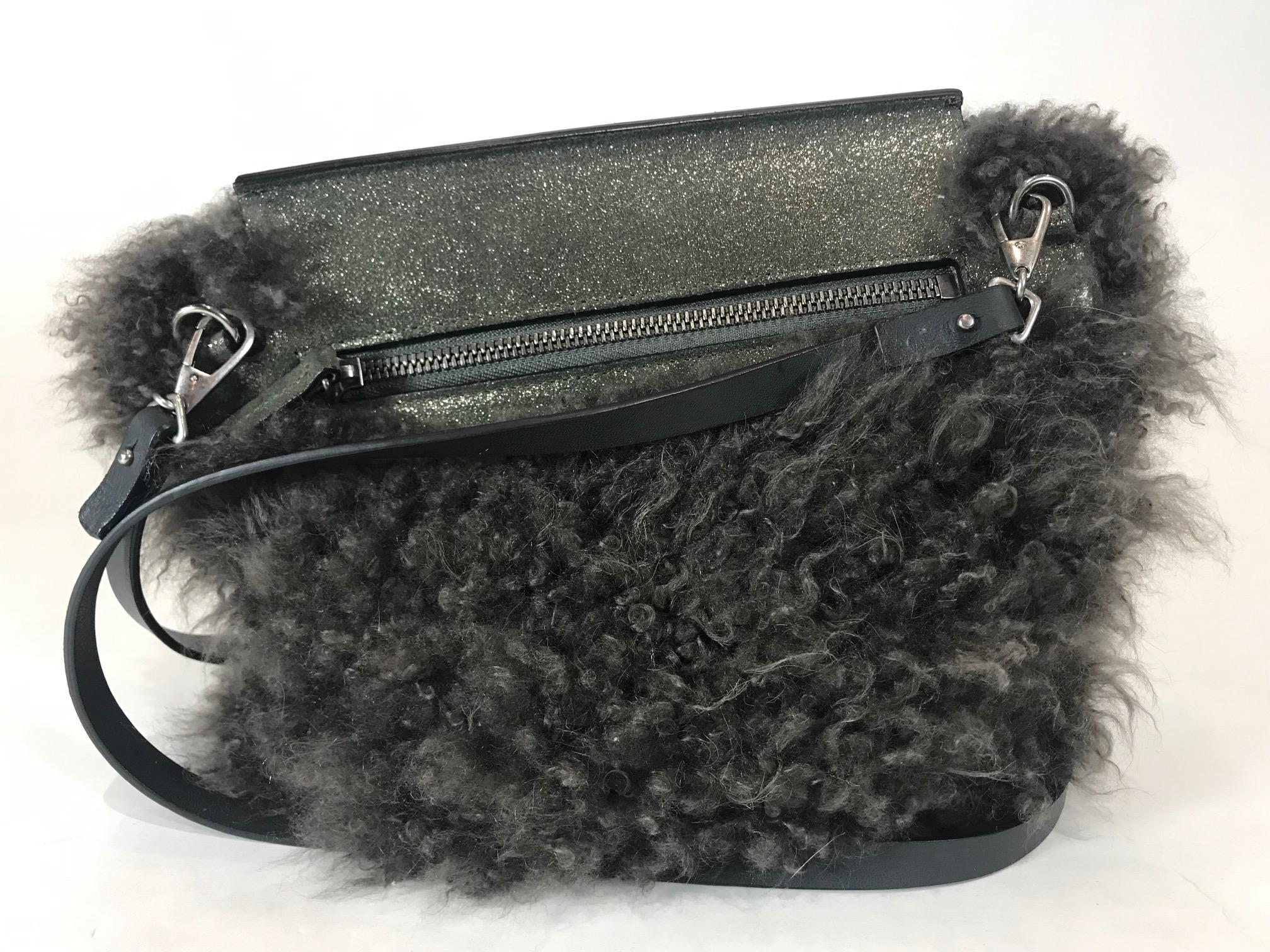 Brunello Cucinelli Shearling Crossbody Bag In Excellent Condition For Sale In Roslyn, NY
