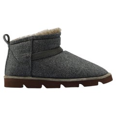 Brunello Cucinelli Shearling Lined Wool Ankle Boots Eu 40 Uk 7 Us 10