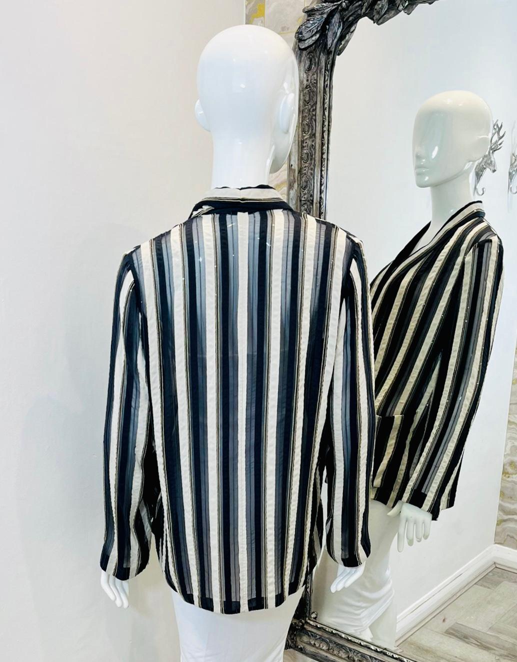 Brunello Cucinelli Sheer Striped Silk Jacket In Excellent Condition In London, GB