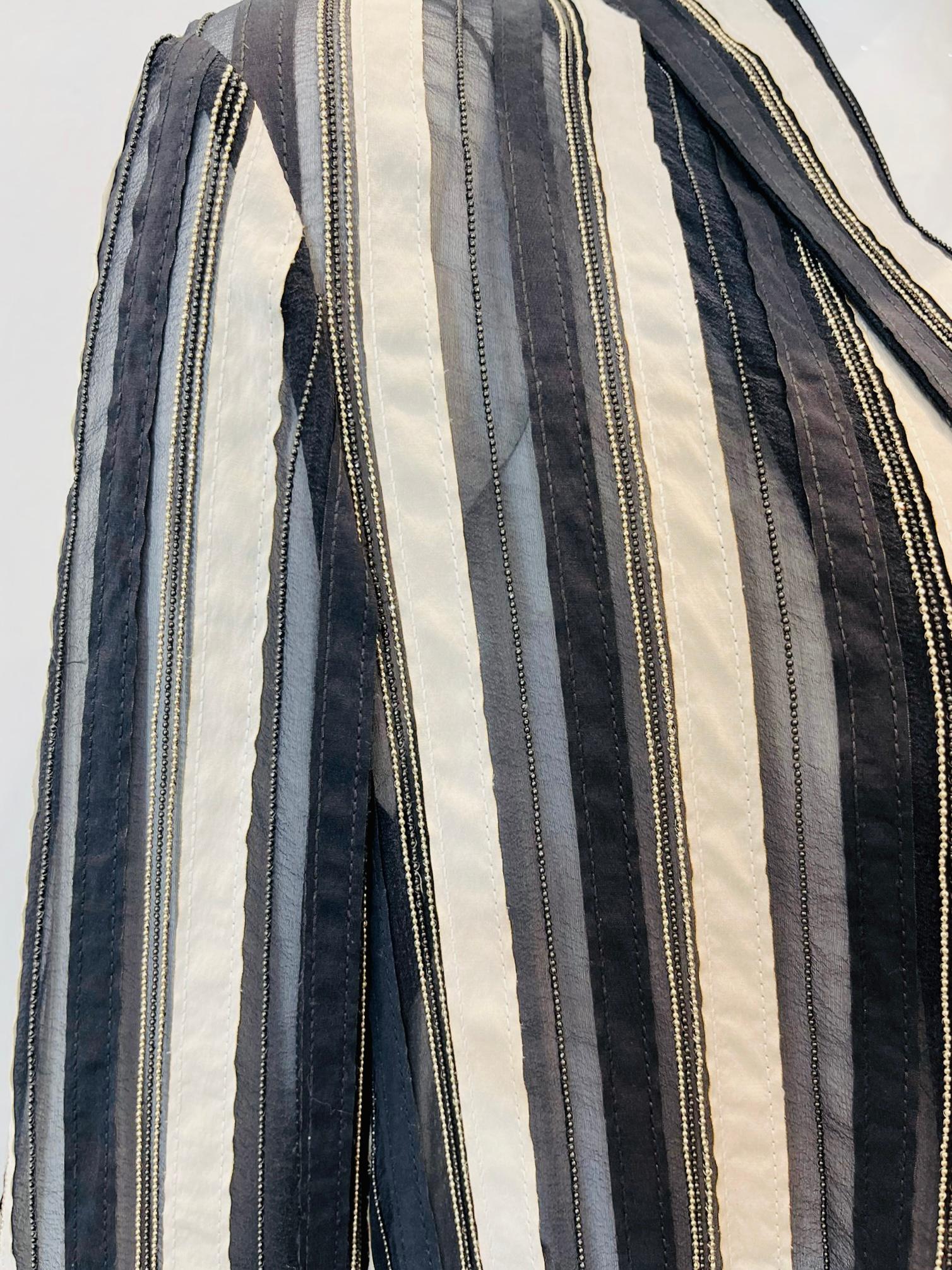 Women's Brunello Cucinelli Sheer Striped Silk Jacket