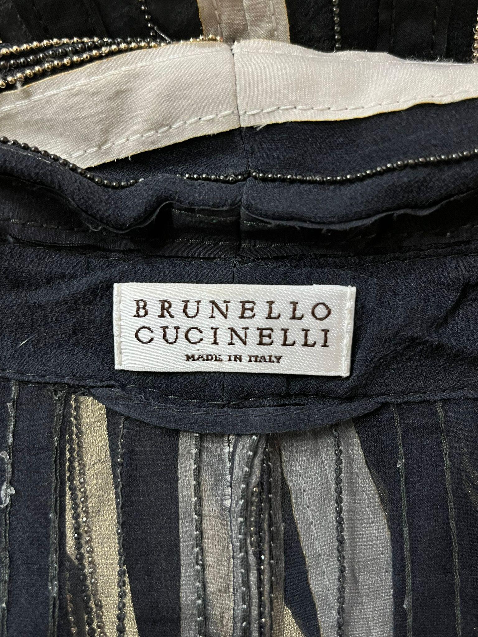 Brunello Cucinelli Sheer Striped Silk Jacket 2