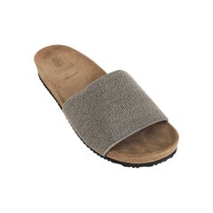 Brunello Cucinelli Shoe Monili Band Flat Pool Sandals Rutenio