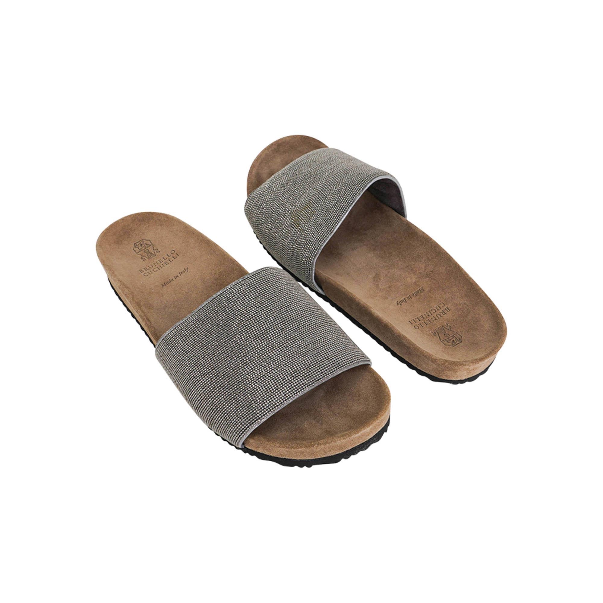 Brunello Cucinelli Shoe Monili Band Flat Pool Sandals Rutenio In New Condition For Sale In Miami, FL