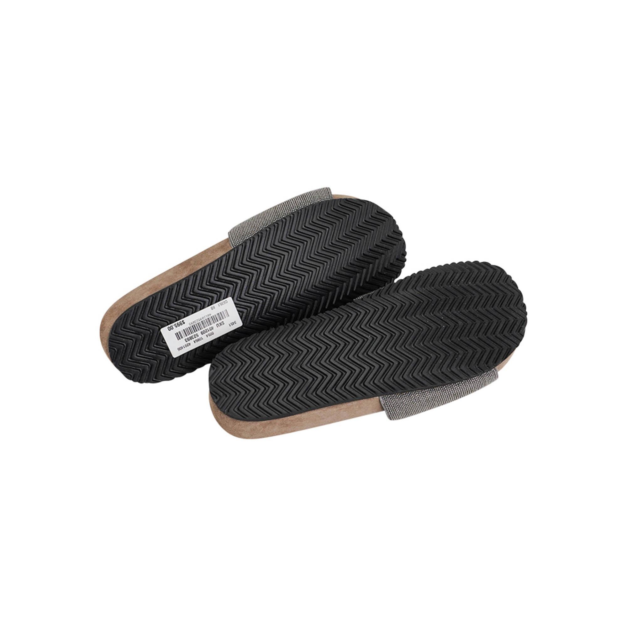 Brunello Cucinelli Shoe Monili Band Flat Pool Sandals Rutenio For Sale 1