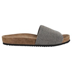 Brunello Cucinelli Zapato Banda Monili Sandalias Planas Piscina Rutenio
