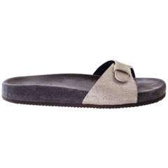 Brunello Cucinelli Shoe Soft Toned Gold Glitter Slide Sandal 37.5 / 7.5