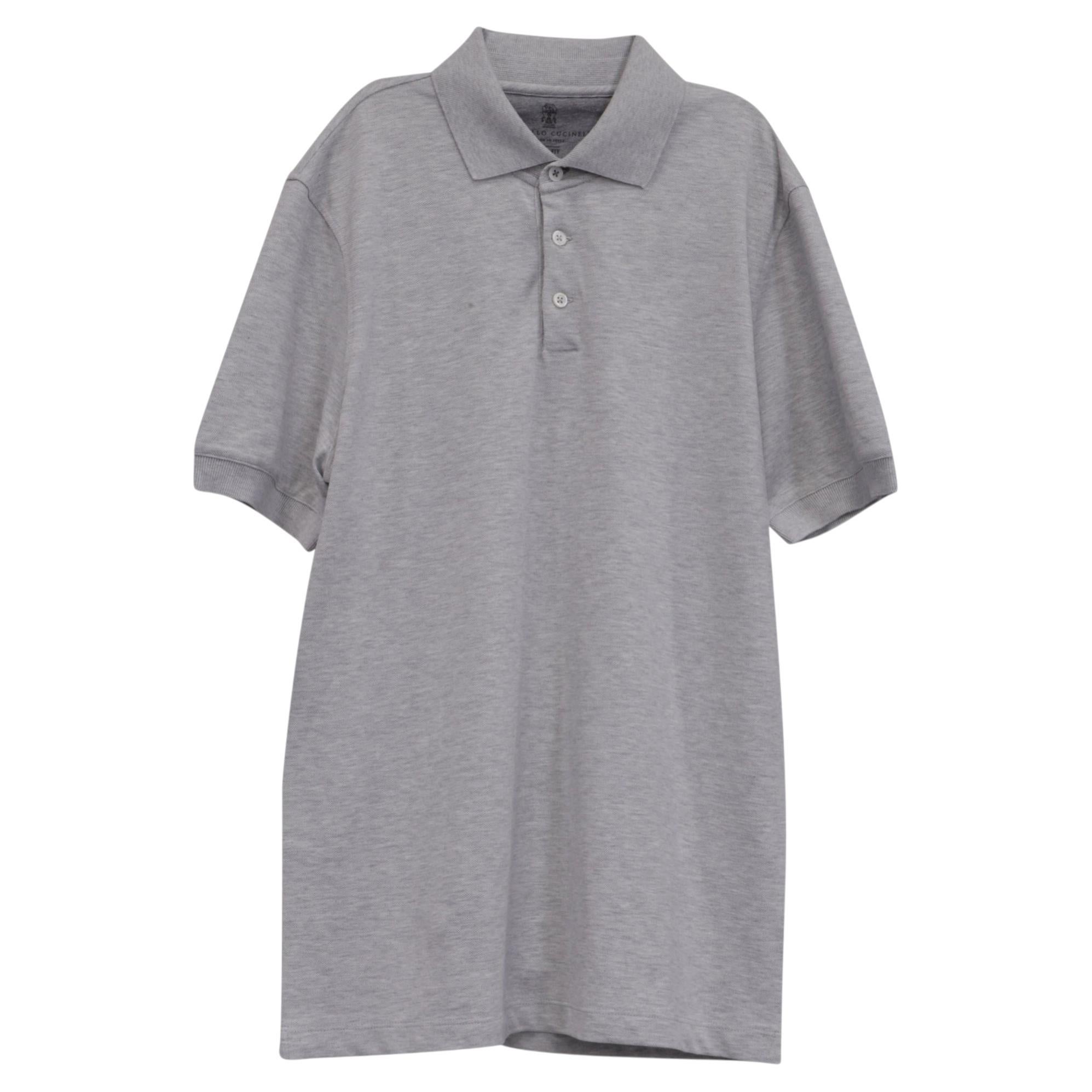 Polo à manches courtes Brunello Cucinelli en coton gris
