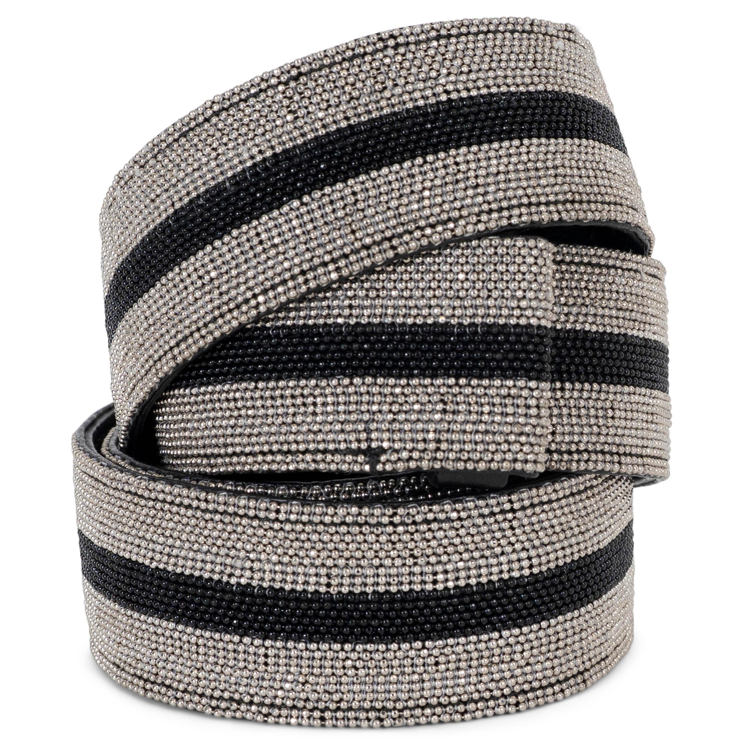 BRUNELLO CUCINELLI silber 
schwarz GESTREIFTER MONILI-Gürtel 85