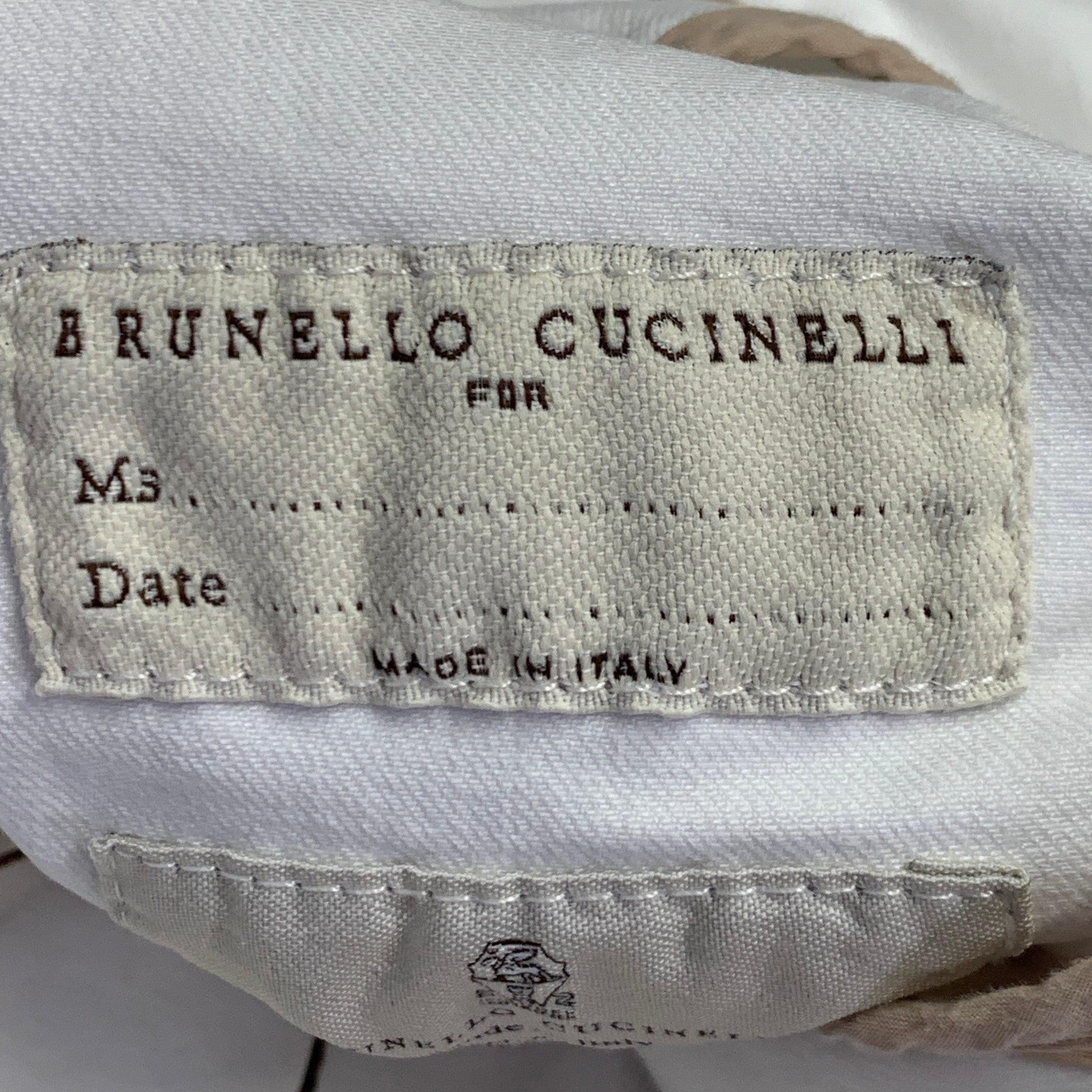 Women's BRUNELLO CUCINELLI Size 0 Cream Cotton Blend Pleated Jeans For Sale