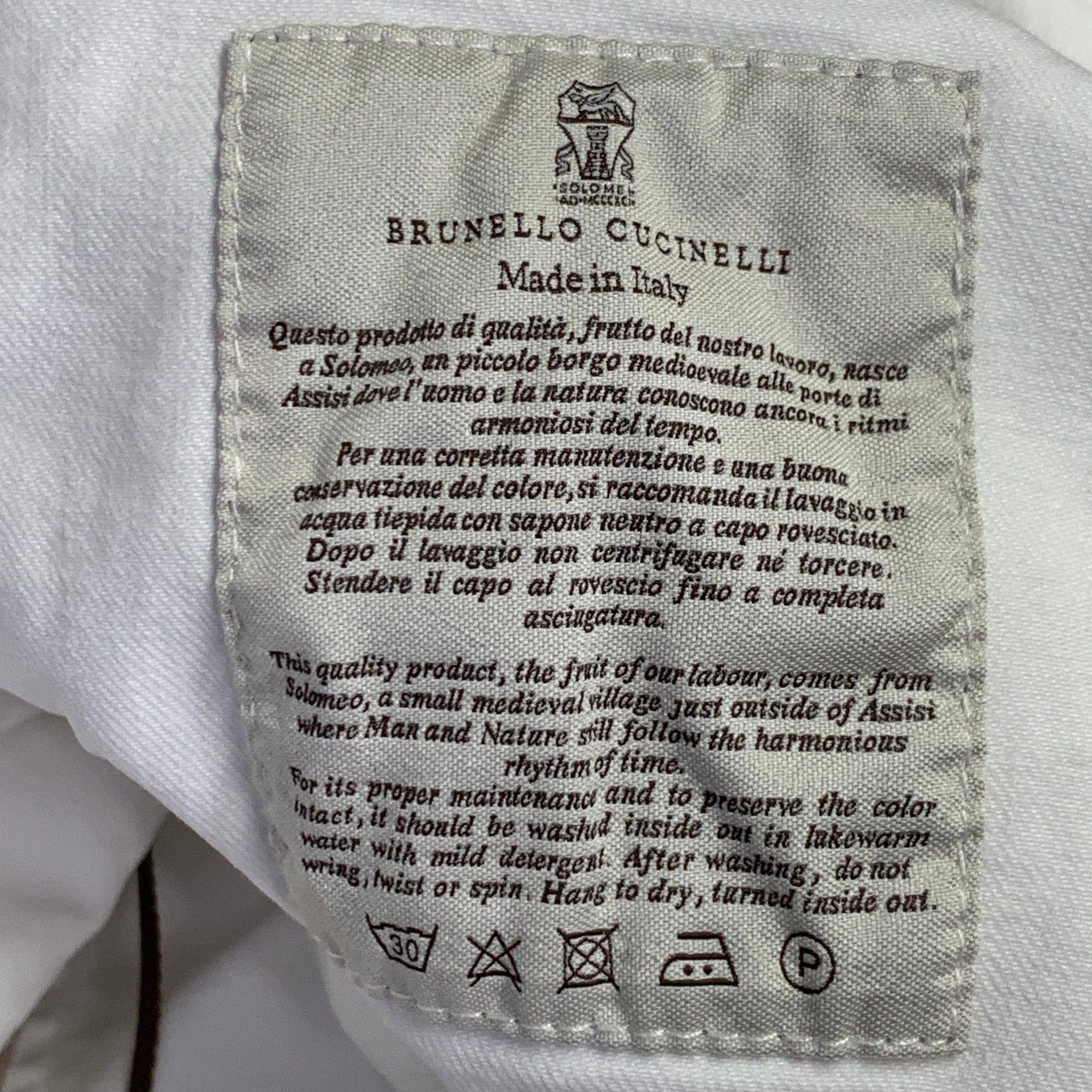 BRUNELLO CUCINELLI Size 0 Cream Cotton Blend Pleated Jeans For Sale 1