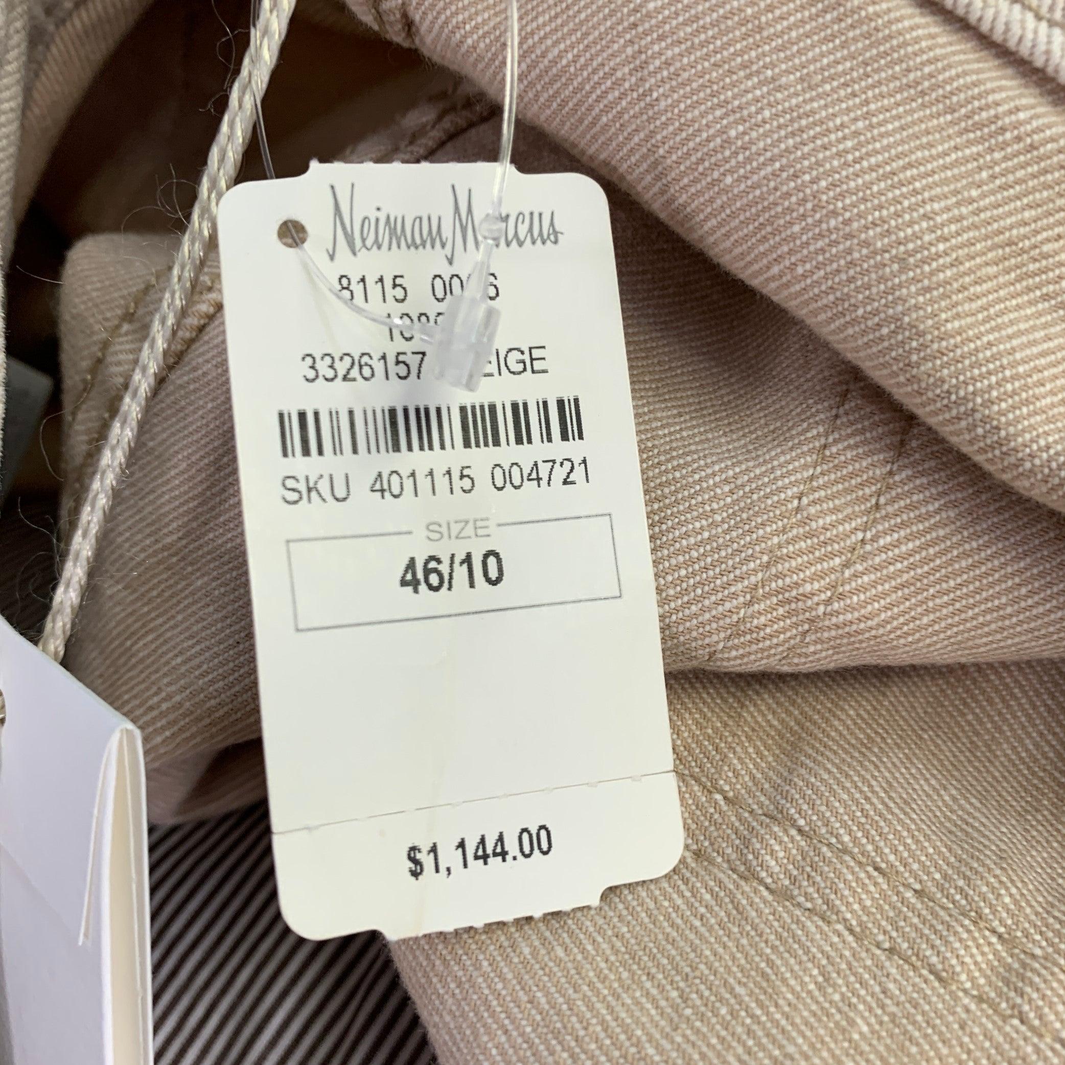 BRUNELLO CUCINELLI Talla 10 Beige Algodón Mezcla Sarga Monili Tapered Cuffed Casual Pants en venta 6