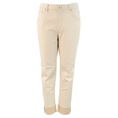 BRUNELLO CUCINELLI Größe 10 Beige Baumwollmischung Twill Monili Tapered Cuffed Casual Pants
