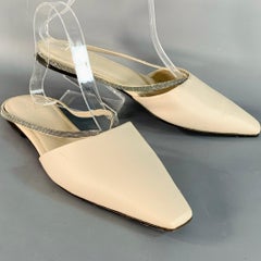 BRUNELLO CUCINELLI Größe 10 Beige Silber Leder Monili Slip On Flats