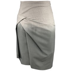 BRUNELLO CUCINELLI Size 2 Gray Ombre Draped Virgin Wool Pencil Skirt
