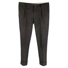 BRUNELLO CUCINELLI Size 30 Charcoal Light Grey Chalkstripe Wool Dress Pants