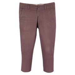 Brunello Cucinelli Taglia 30 Cotone Melanzana Zip Fly Pantaloni Casual