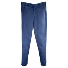 BRUNELLO CUCINELLI Size 32 Blue Linen Cotton Flat Front Casual Pants