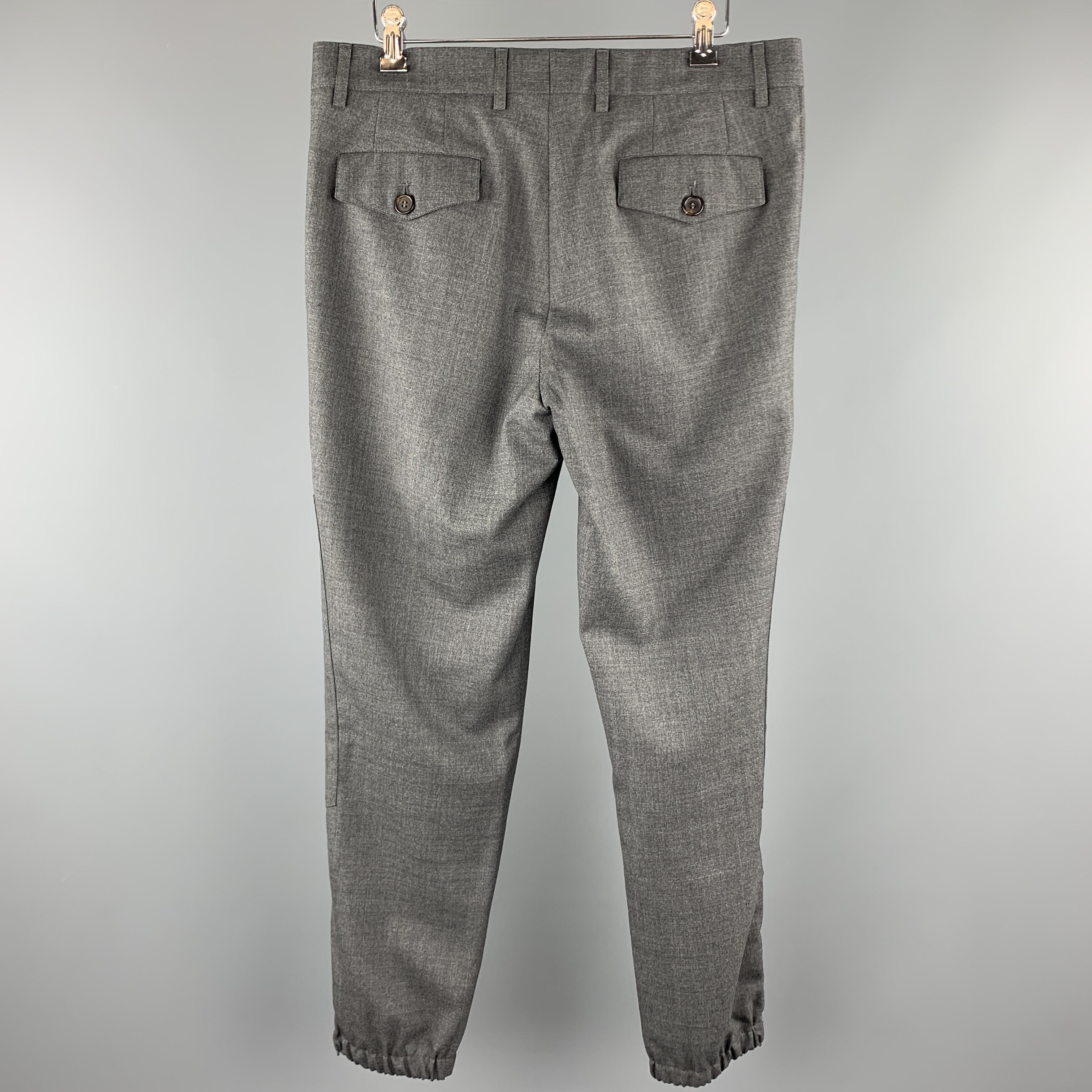 Men's BRUNELLO CUCINELLI Size 32 Dark Gray Wool Single Pleat Dress Pants