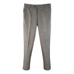 BRUNELLO CUCINELLI Size 32 Grey Heather Wool Flat Front Button Fly Dress Pants