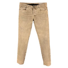 BRUNELLO CUCINELLI Size 32 Khaki Cotton Slim Button Fly Jeans