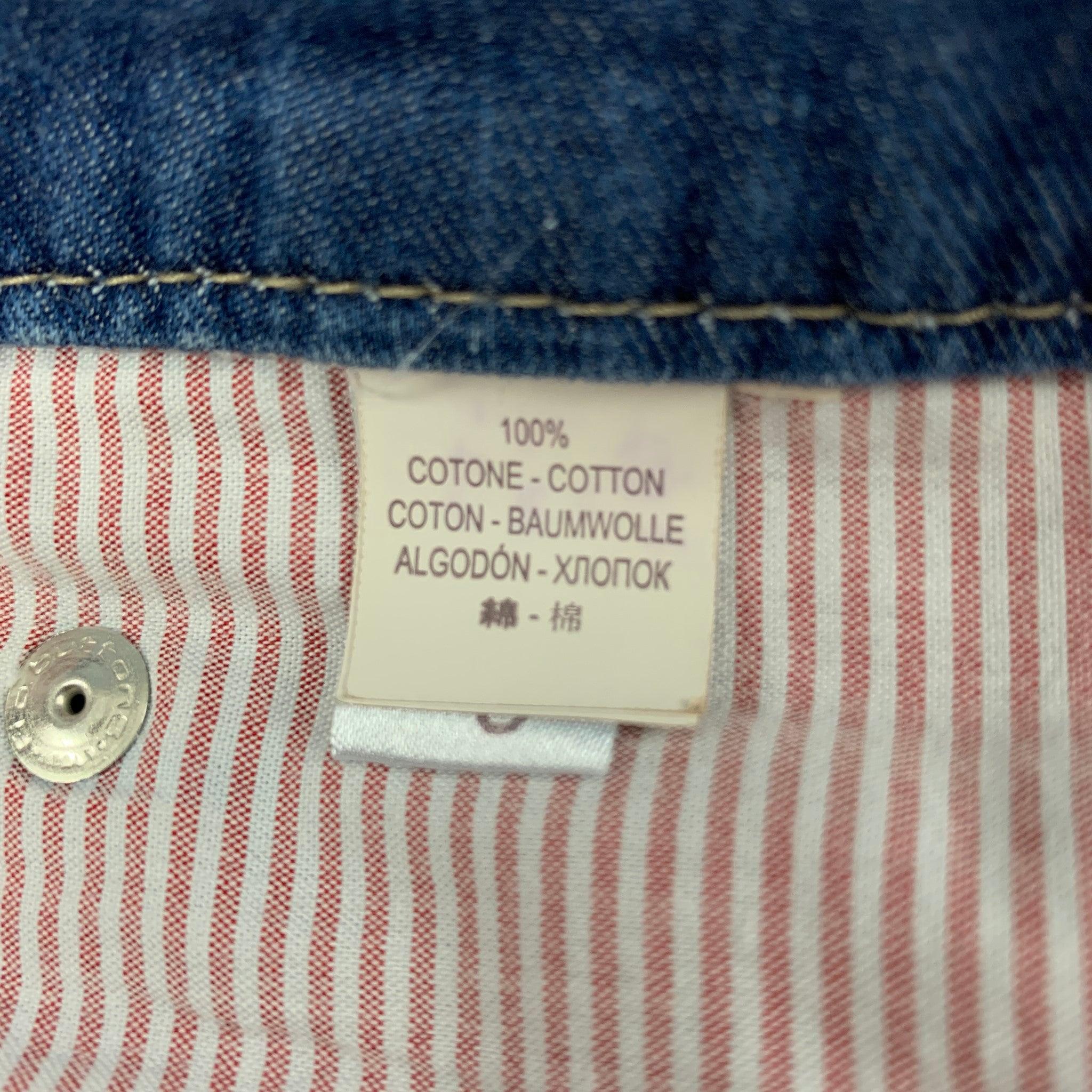 BRUNELLO CUCINELLI Size 34 Blue Washed Cotton Button Fly Jeans For Sale 2