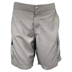 BRUNELLO CUCINELLI Size 34 Grey Polyester Cargo Swim Trunks