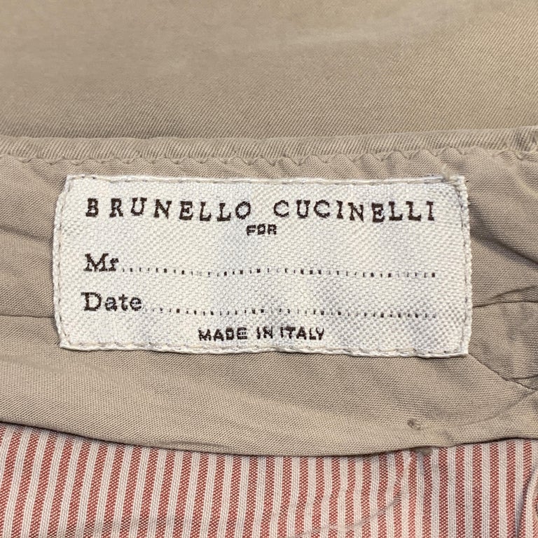 BRUNELLO CUCINELLI Size 34 Khaki Cotton Side Tabs Button Fly Casual ...