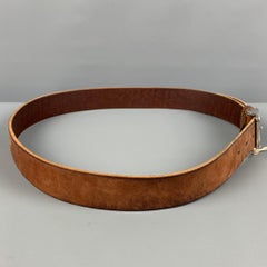 BRUNELLO CUCINELLI Size 35 Brown Distressed Leather Belt
