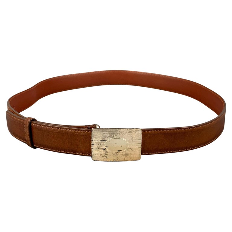 BRUNELLO CUCINELLI Size 35 Brown Leather Belt For Sale at 1stDibs