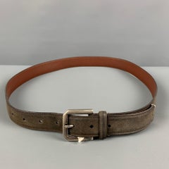 BRUNELLO CUCINELLI Size 35 Charcoal Distressed Suede Belt