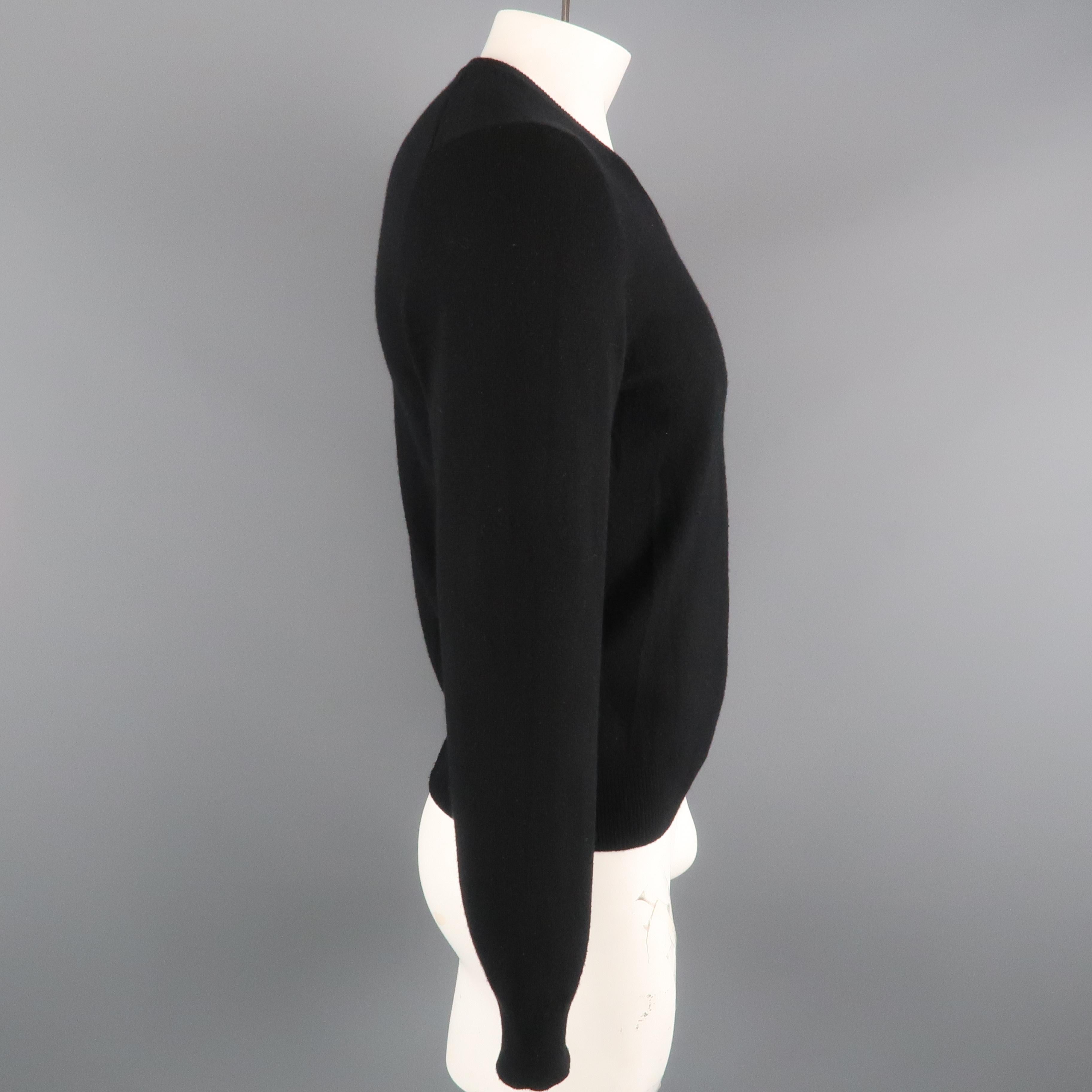 BRUNELLO CUCINELLI Size 36 Black Solid Cashmere V-Neck Pullover In Good Condition In San Francisco, CA