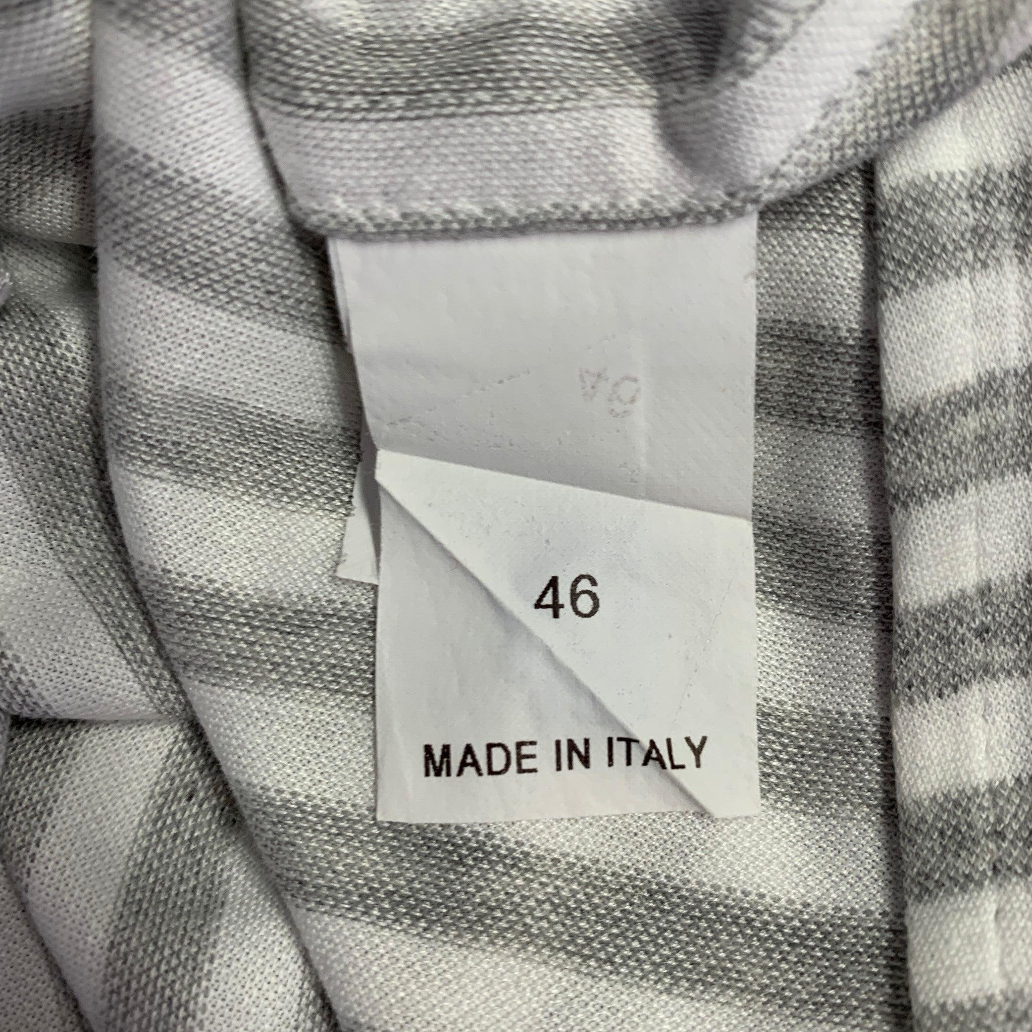 Men's BRUNELLO CUCINELLI Size 36 White Grey Stripe Long Sleeve Shirt For Sale