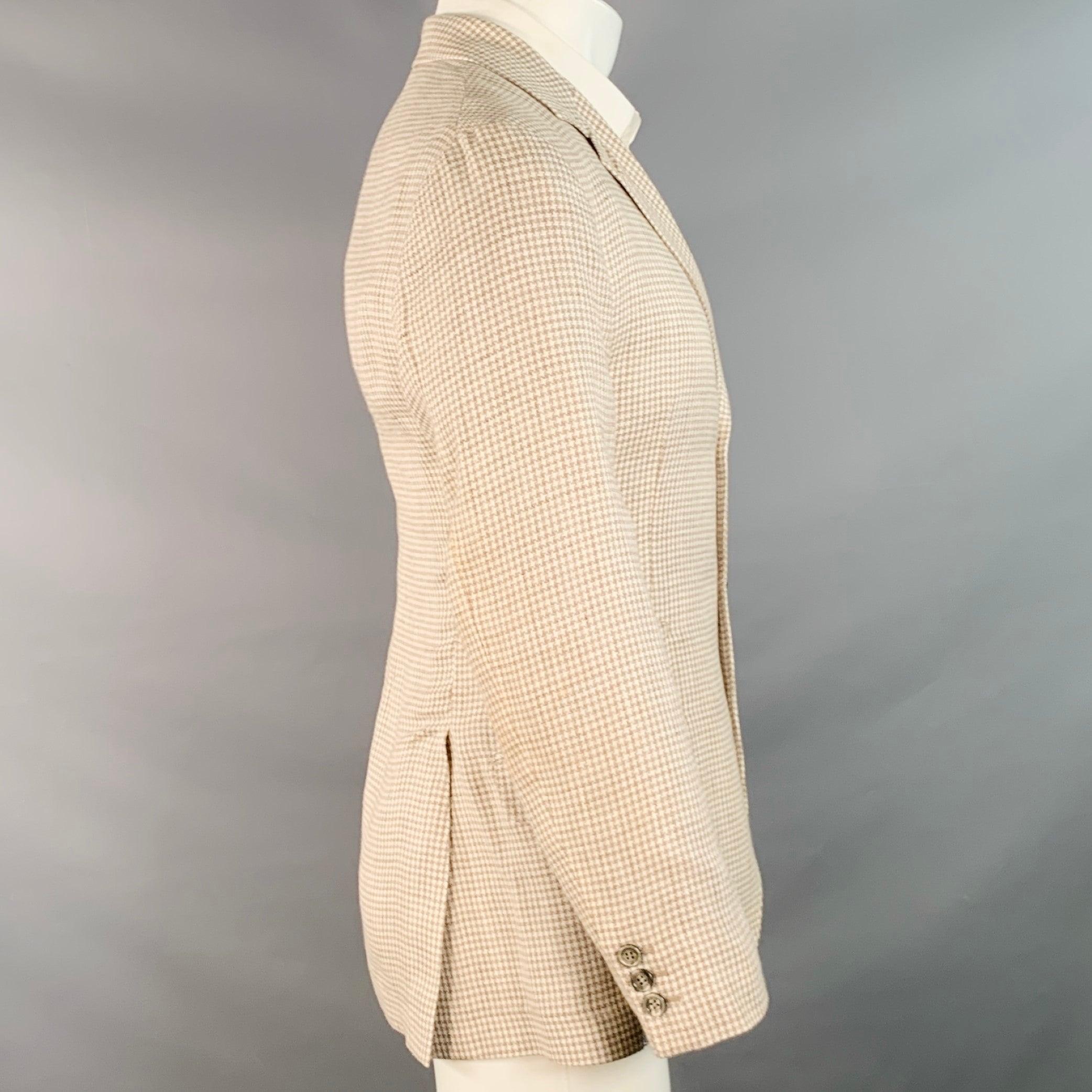 BRUNELLO CUCINELLI Talla 38 Beige Crema Pata de gallo Abrigo de deporte con solapa de muesca en Excelente estado para la venta en San Francisco, CA