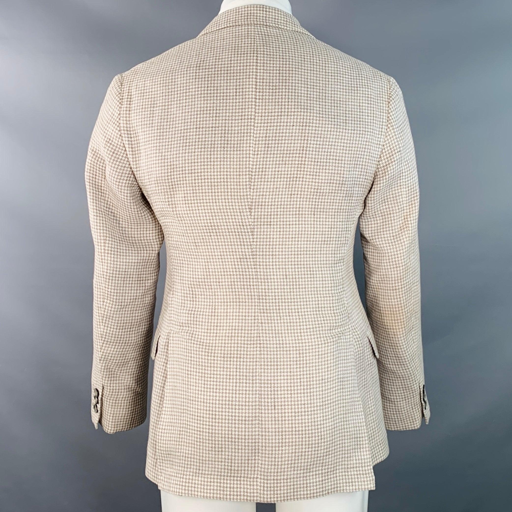 De los hombres BRUNELLO CUCINELLI Talla 38 Beige Crema Pata de gallo Abrigo de deporte con solapa de muesca en venta