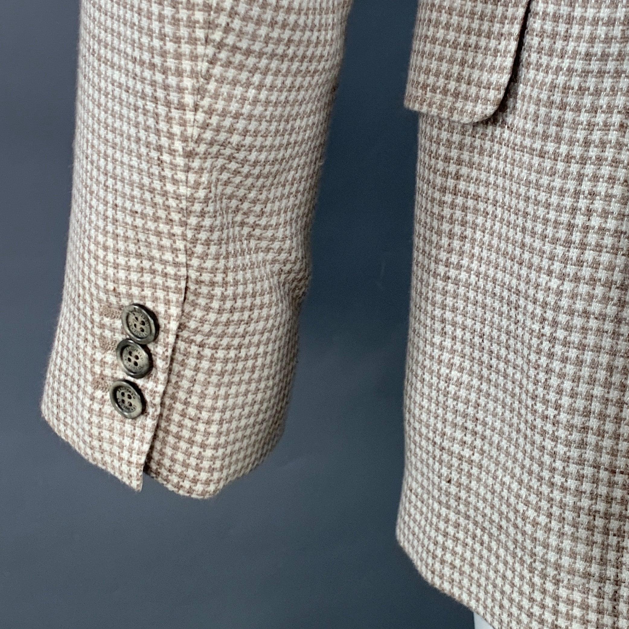 BRUNELLO CUCINELLI Talla 38 Beige Crema Pata de gallo Abrigo de deporte con solapa de muesca en venta 1