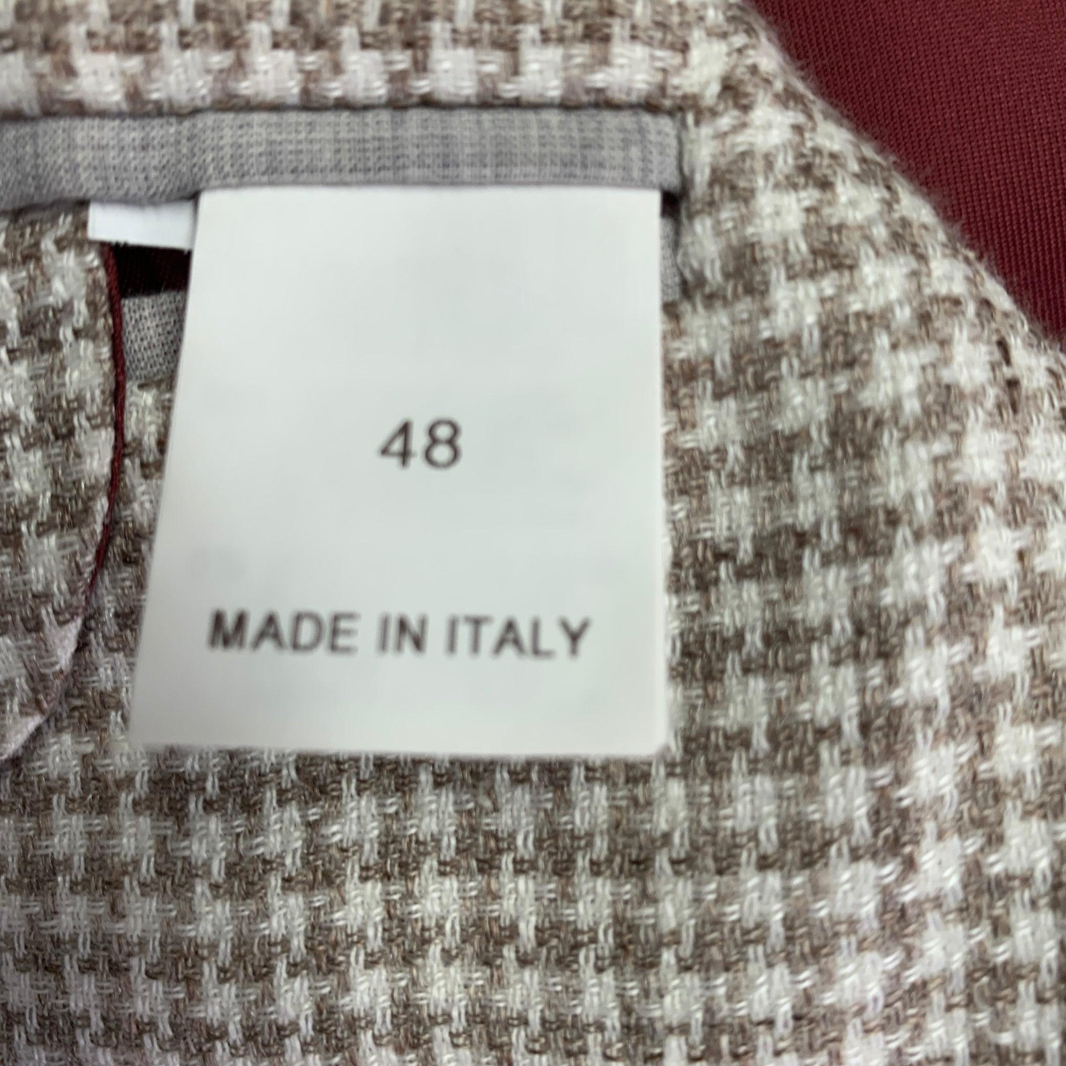 BRUNELLO CUCINELLI Talla 38 Beige Crema Pata de gallo Abrigo de deporte con solapa de muesca en venta 3