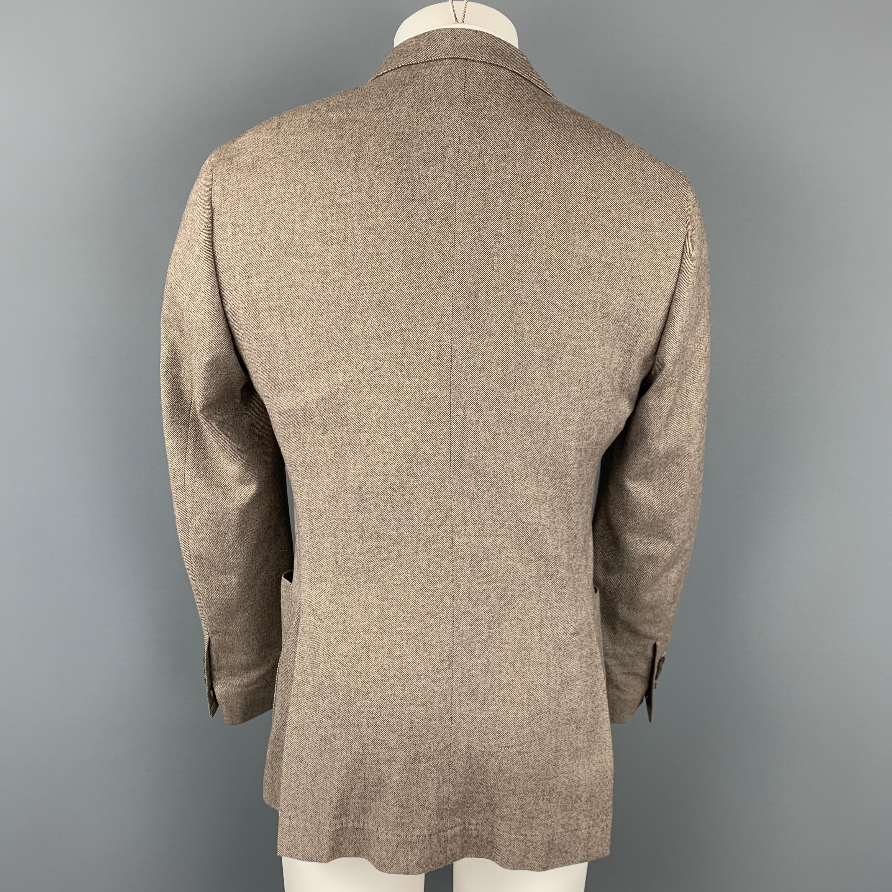BRUNELLO CUCINELLI Größe 38 Braun & Creme Twill Peak Revers Sport Mantel im Zustand „Gut“ in San Francisco, CA