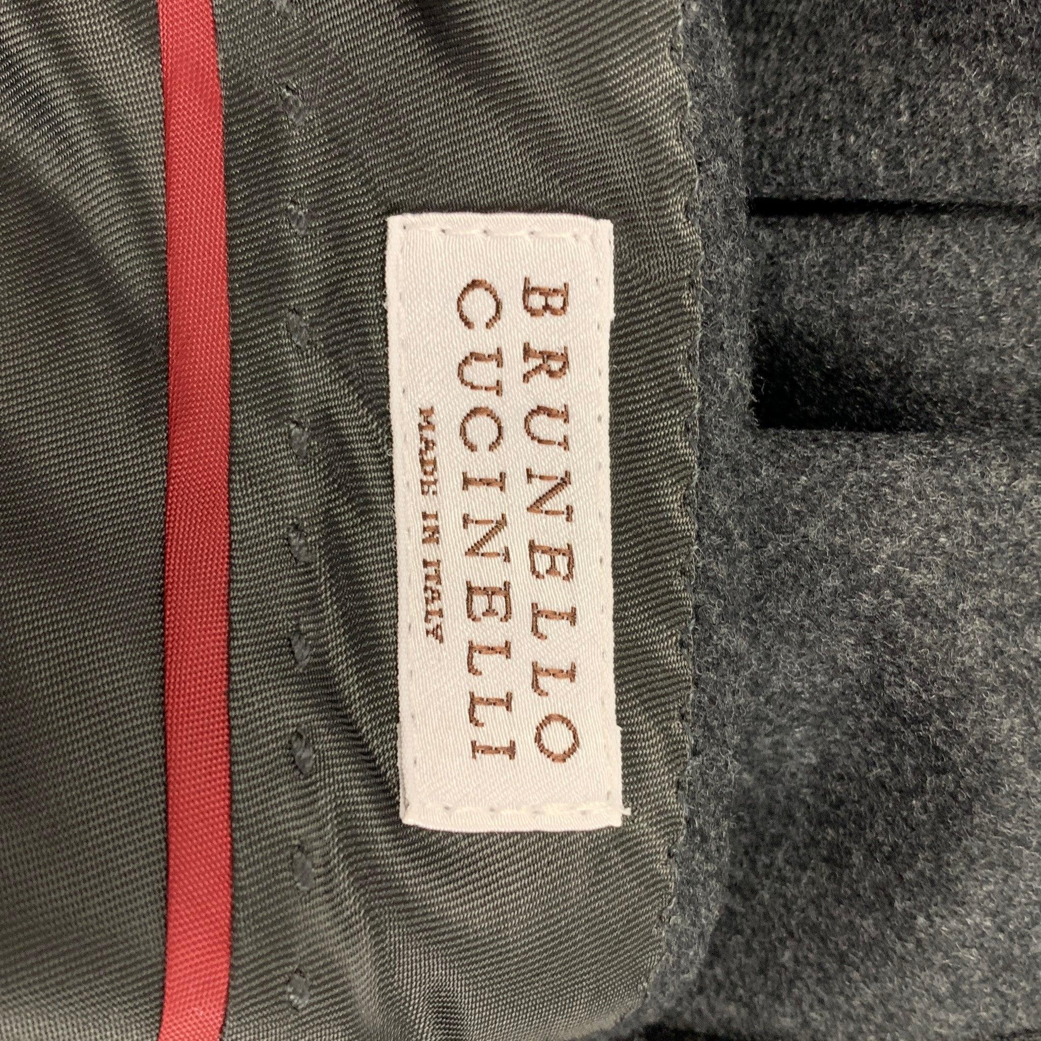 Costume de smoking BRUNELLO CUCINELLI en laine mélangée grise, taille 38 en vente 7