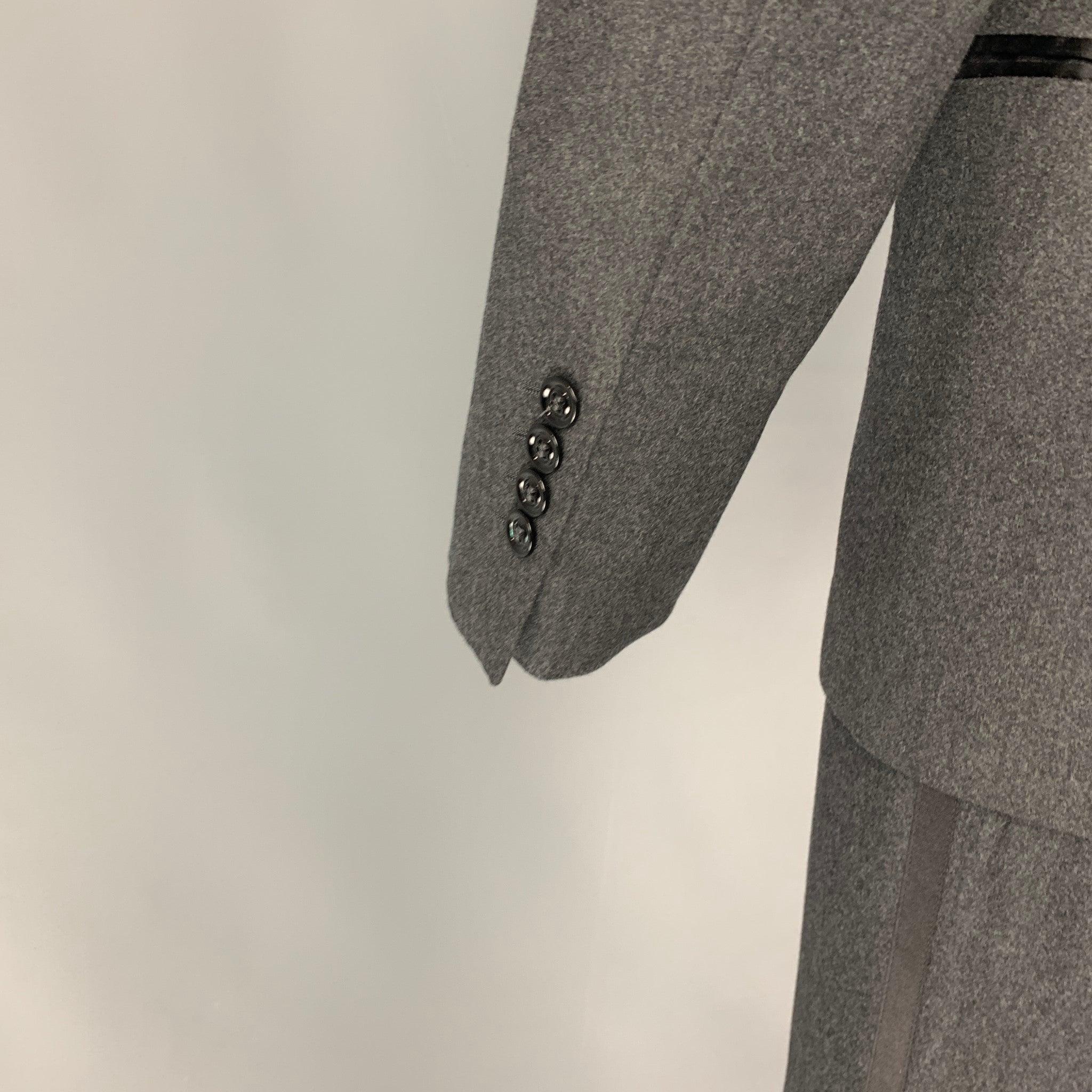 Men's BRUNELLO CUCINELLI Size 38 Gray Black Wool Blend Tuxedo Suit For Sale