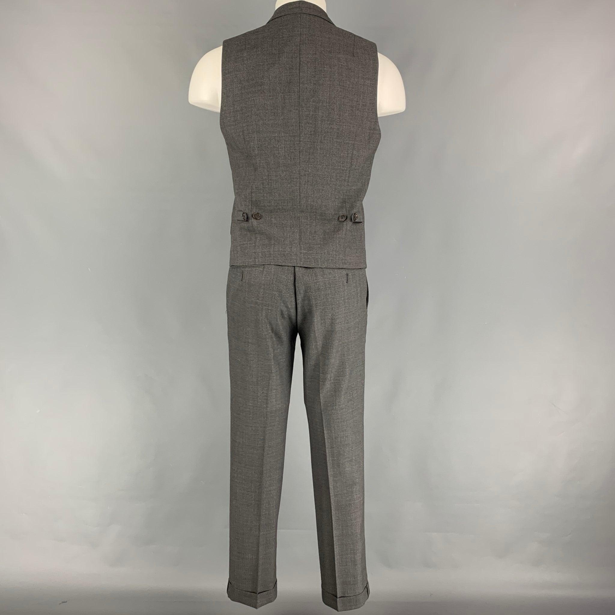 BRUNELLO CUCINELLI Taille 38 Costume gilet en laine gris Bon état - En vente à San Francisco, CA
