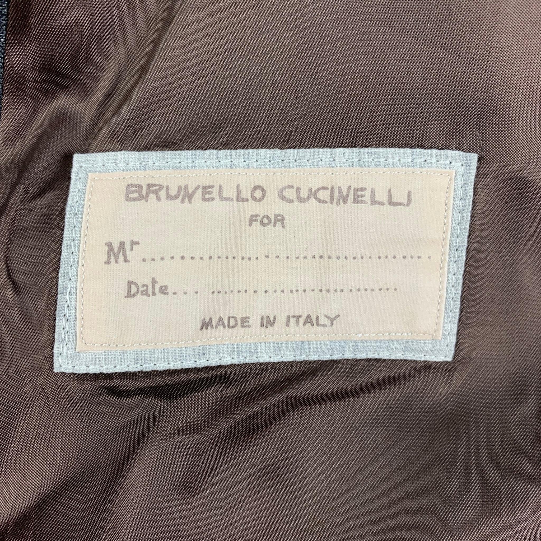 BRUNELLO CUCINELLI Taille 38 Costume gilet en laine gris en vente 2